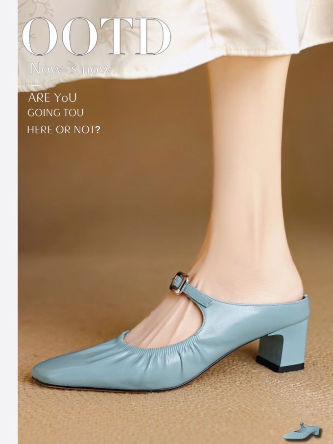 方头 中口鞋 皮革