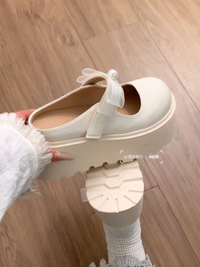 厚底 圆头 中口鞋 皮革 