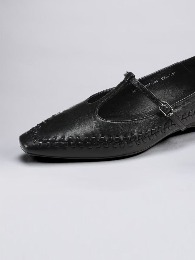 尖头 袢扣 中口鞋 皮革 