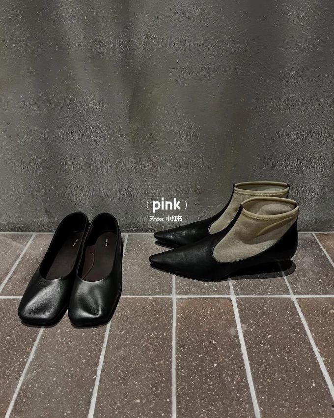 粗跟 尖头 皮革 