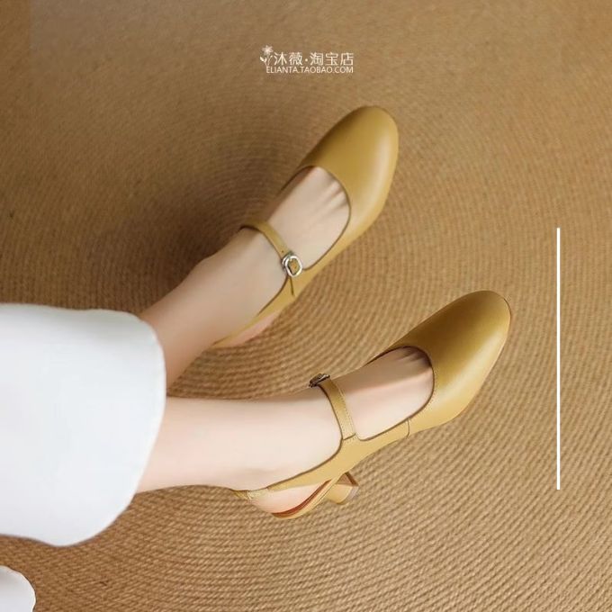 圆头 袢扣 中口鞋 皮革 