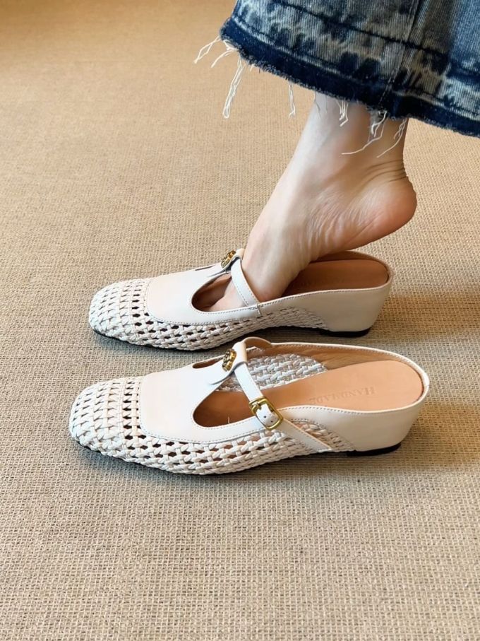 圆头 袢扣 中口鞋 皮革 