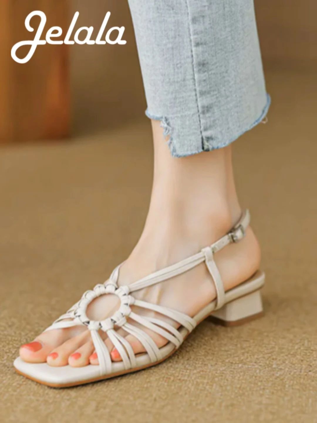 低跟 粗跟 无帮 袢扣 皮革  - VALI鞋履AI设计主图