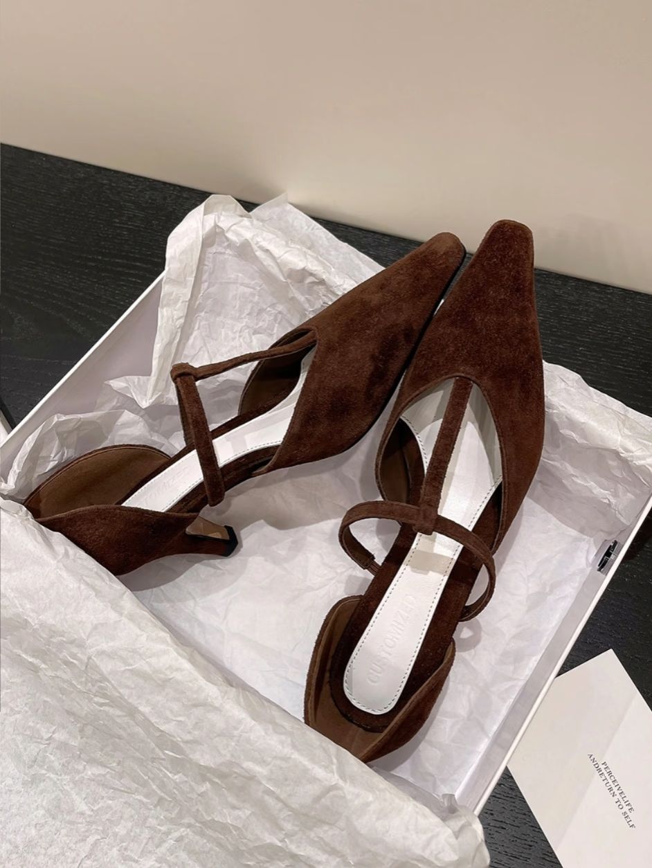 粗跟 无帮 皮革  - VALI鞋履AI设计主图