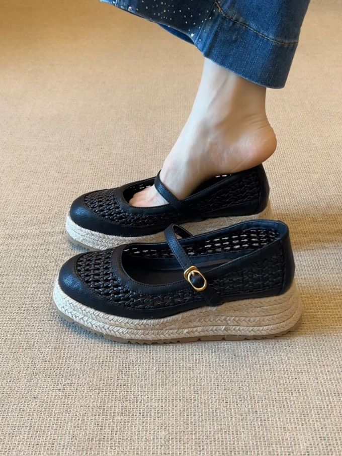 圆头 中口鞋 皮革 
