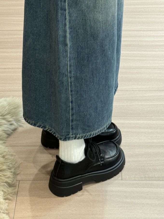 厚底 圆头 皮革 