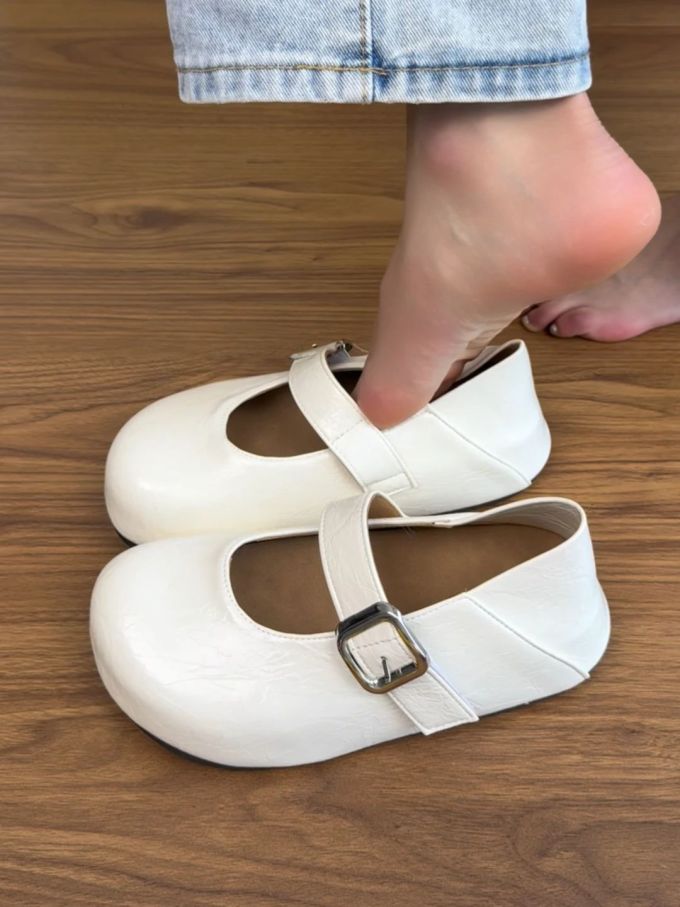 圆头 中口鞋 皮革 