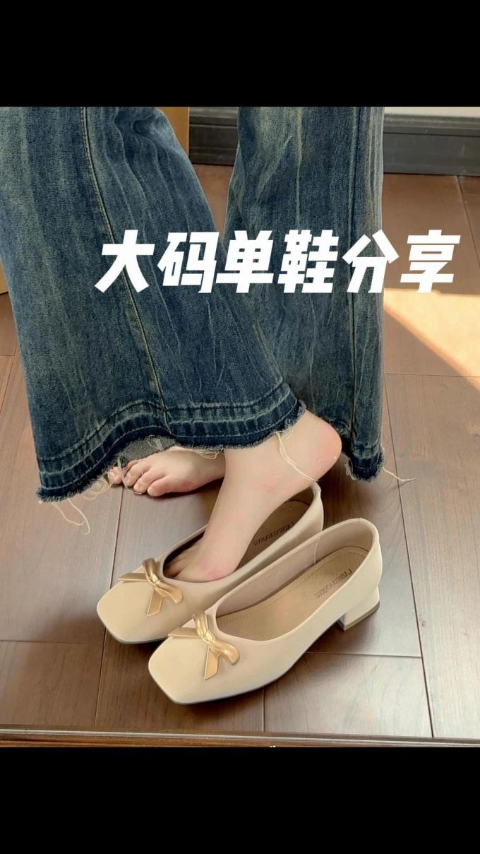 方头 低帮 一脚蹬 浅口鞋 皮革 