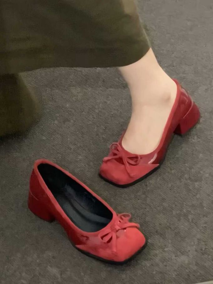 方头 低帮 一脚蹬 中口鞋 皮革 