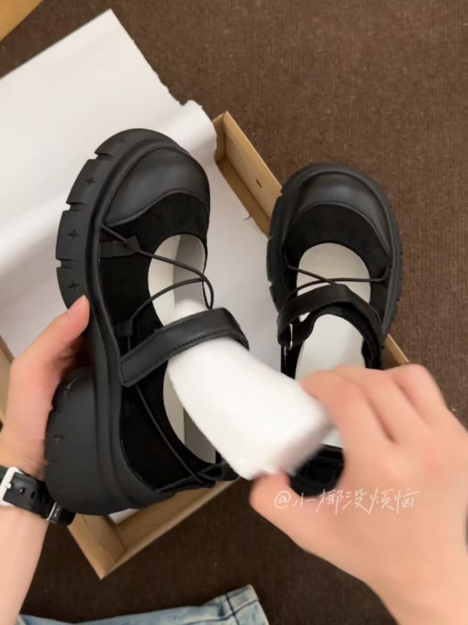 厚底 圆头 中口鞋 皮革