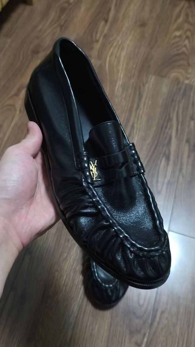 圆头 低帮 一脚蹬 深口鞋 皮革 