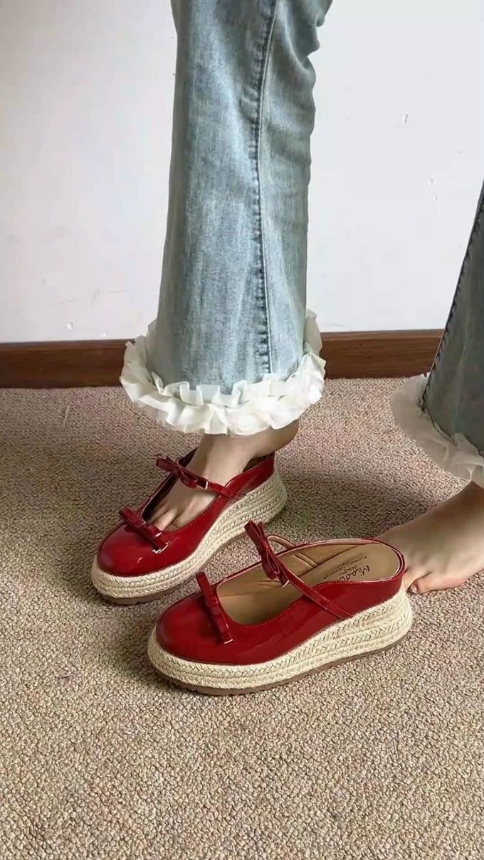 厚底 圆头 低帮 皮革