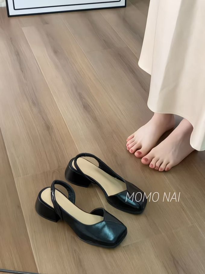 低跟 粗跟 无帮 皮革