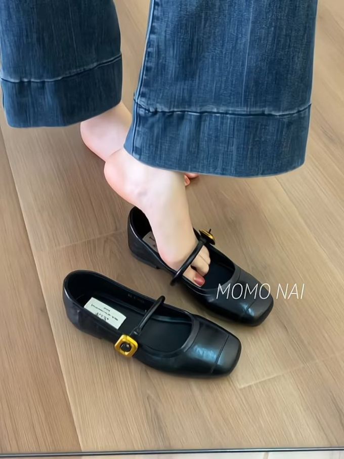 方头 中口鞋 皮革 