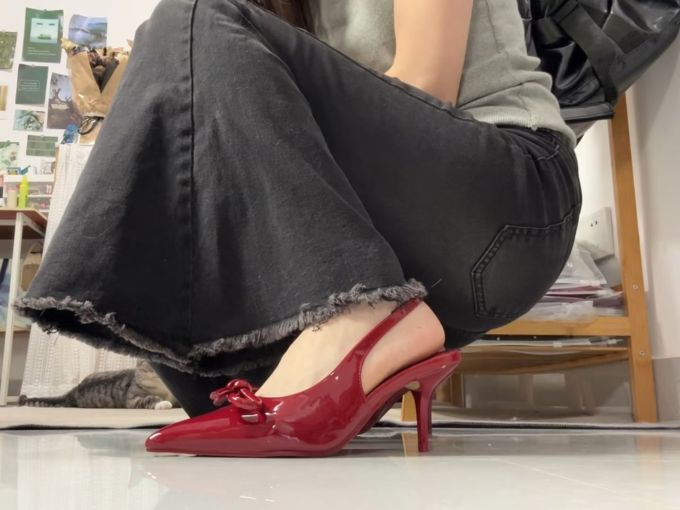 高跟 细跟 无帮 皮革