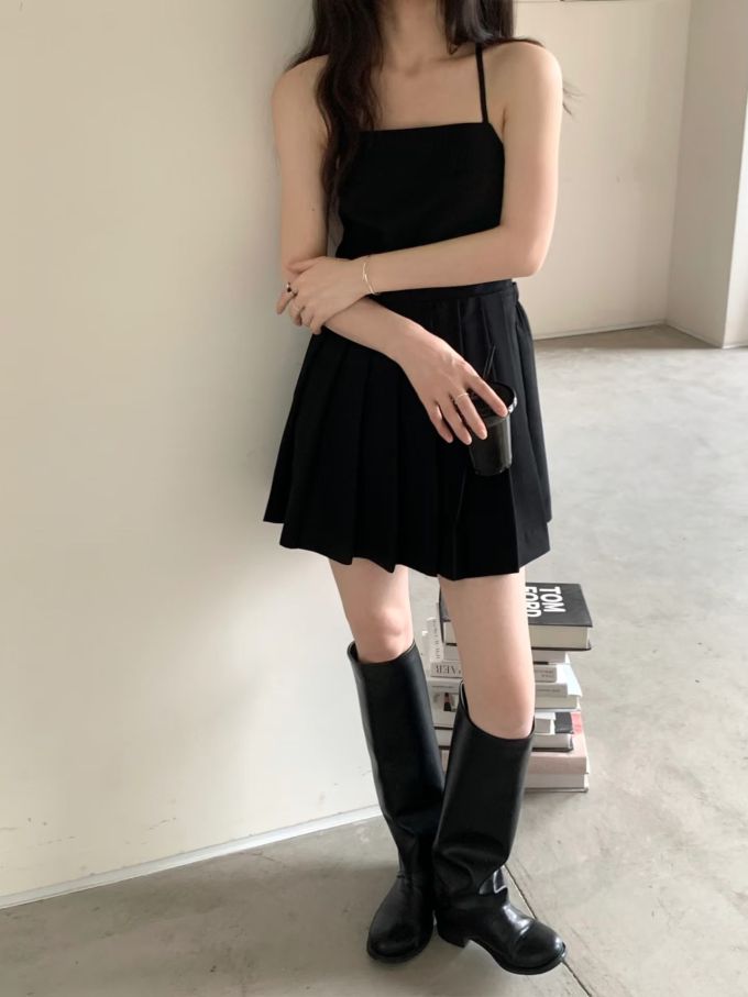 A型 褶裥 踢踏舞鞋色 甜妹风 甜美