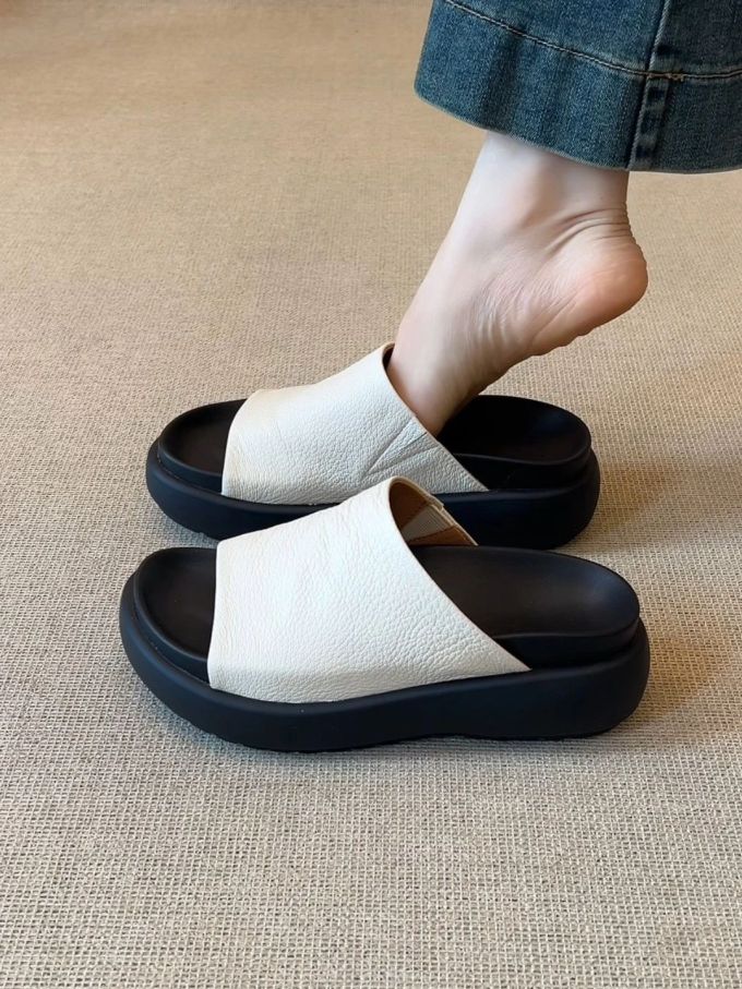 厚底 无帮 皮革 
