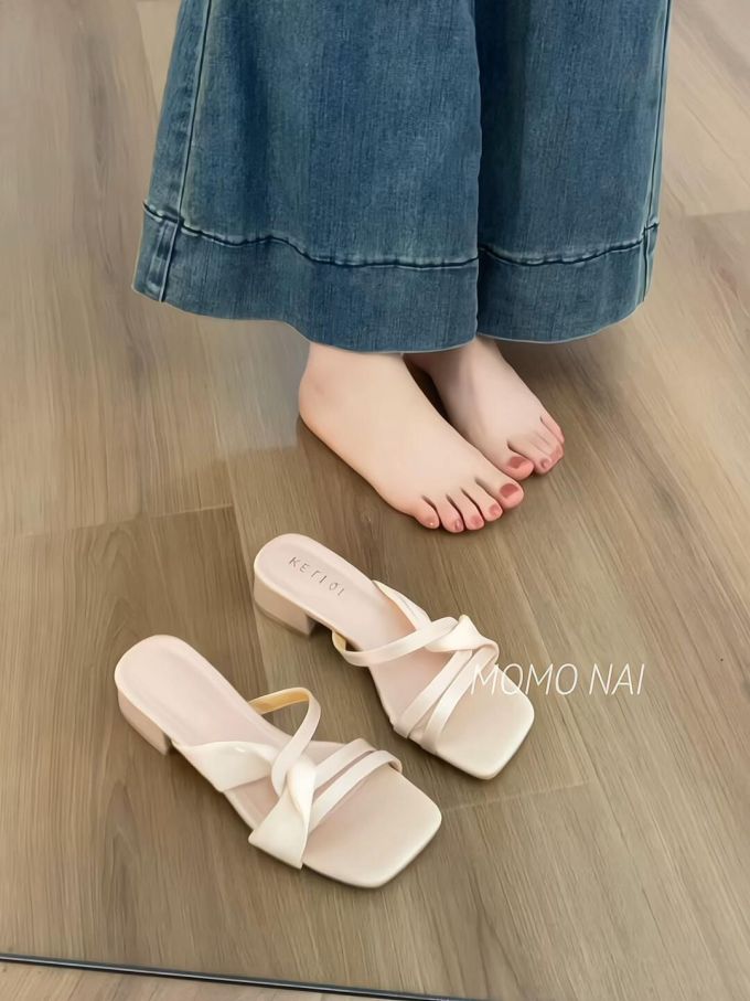 粗跟 无帮 皮革