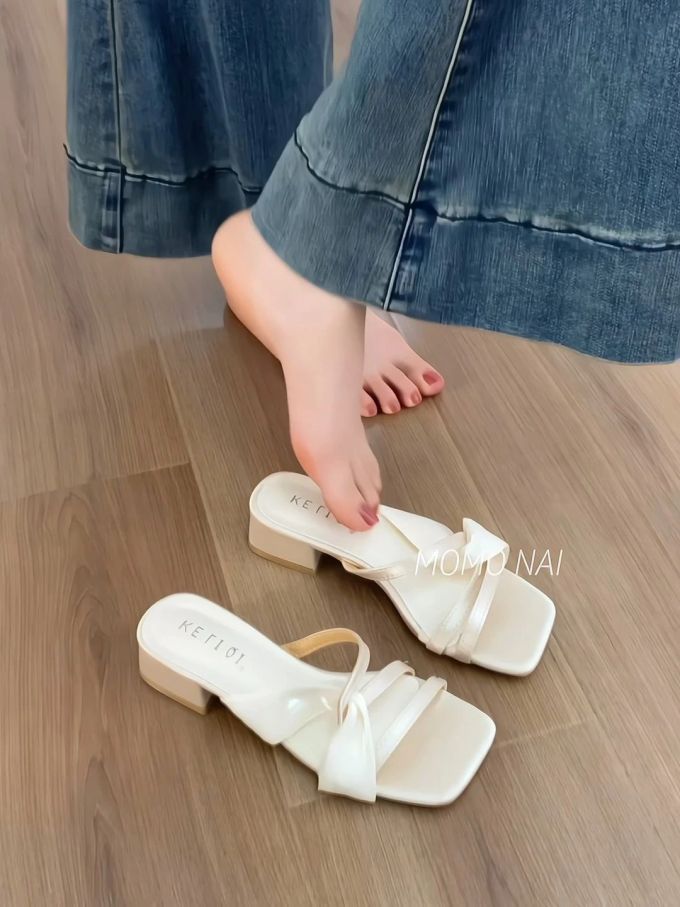 粗跟 无帮 皮革