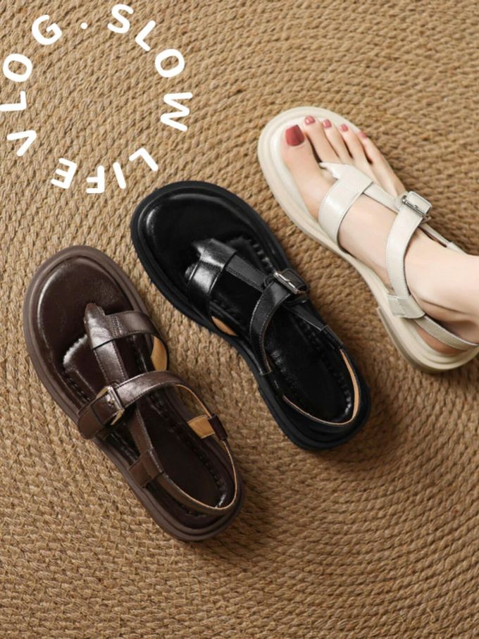 圆头 袢扣 中口鞋 皮革