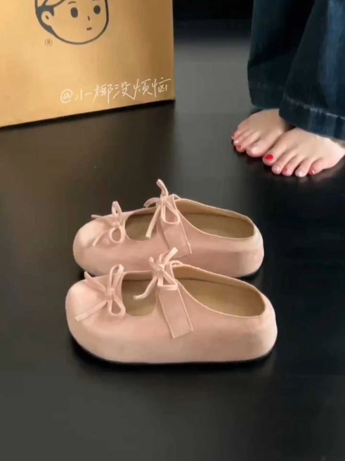 圆头 系带 浅口鞋 皮革