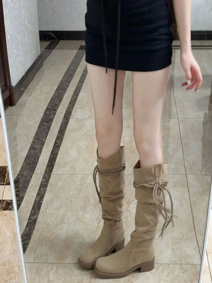 中跟 粗跟 圆头 皮革