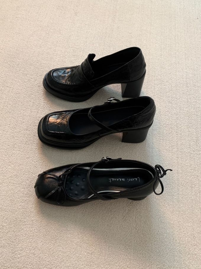 方头 中口鞋 皮革