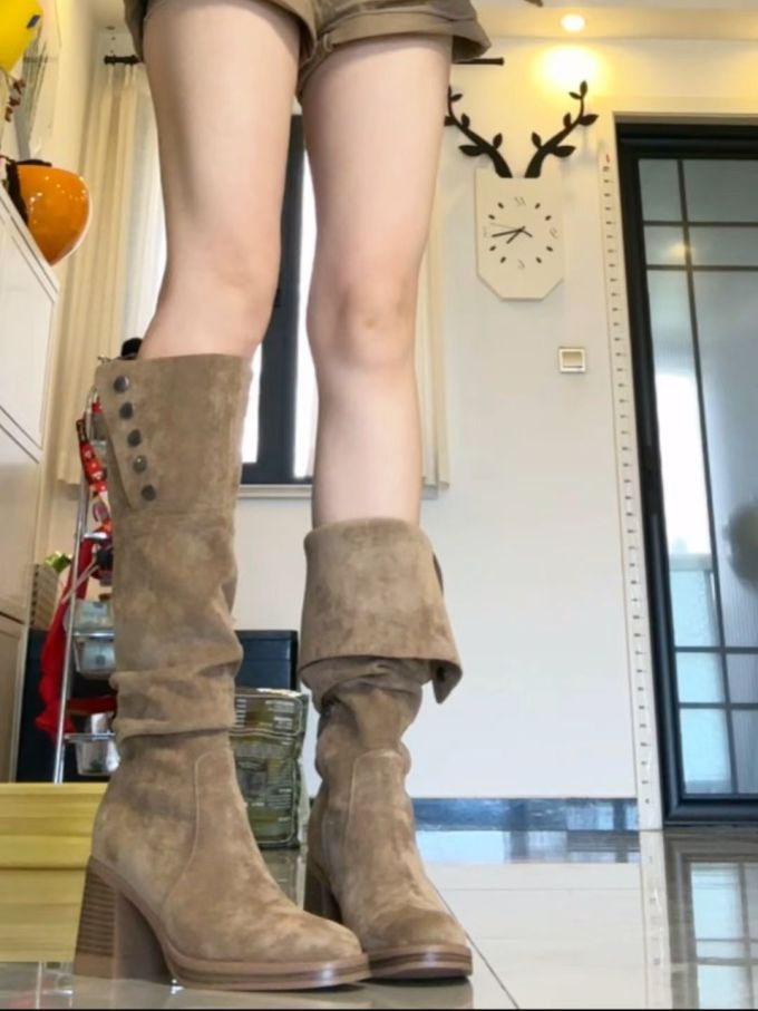 中跟 粗跟 方头 皮革