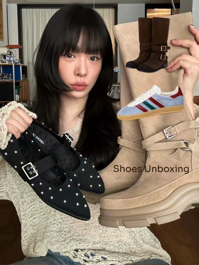 尖头 袢扣 中口鞋 皮革