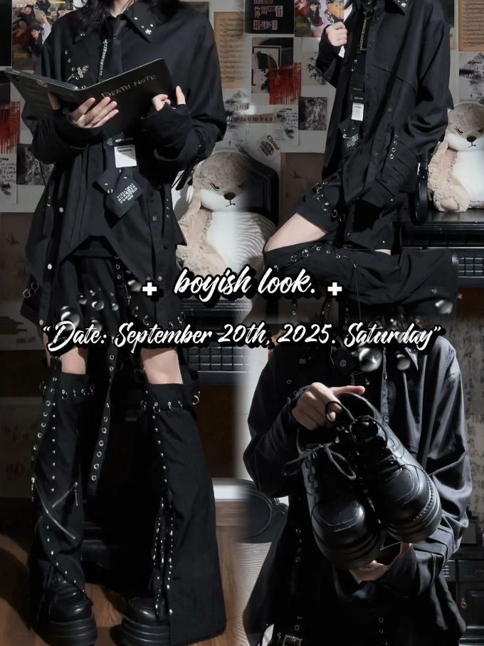 H型 衬衫领 中长袖 基础袖 基础扣饰 朋克摇滚