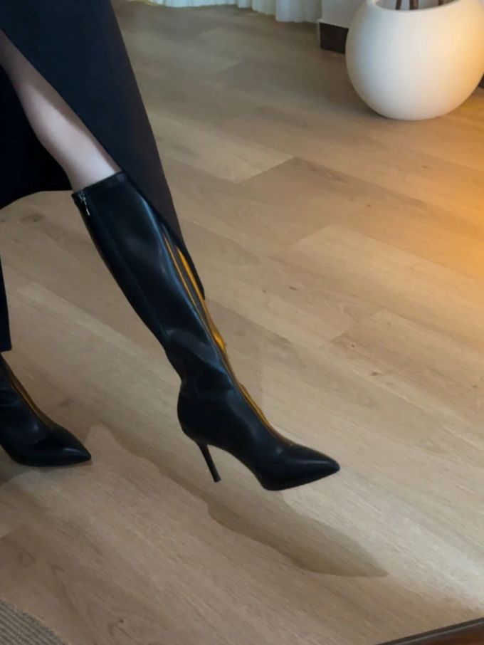 高跟 细跟 剪影 板岩黑 陶器蓝 尖头 皮革