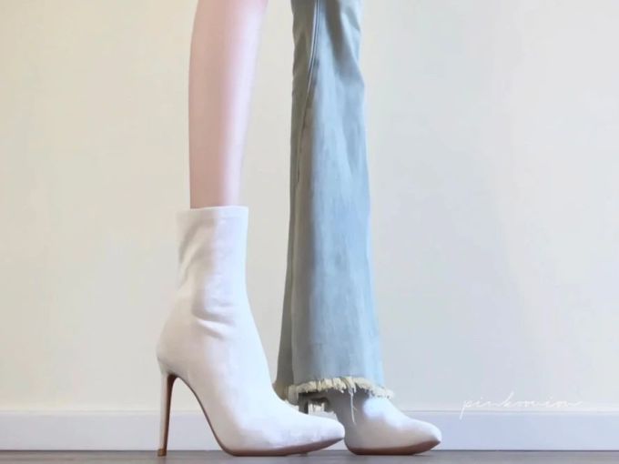 高跟 细跟 古水 冰融化 银灰色 皮革