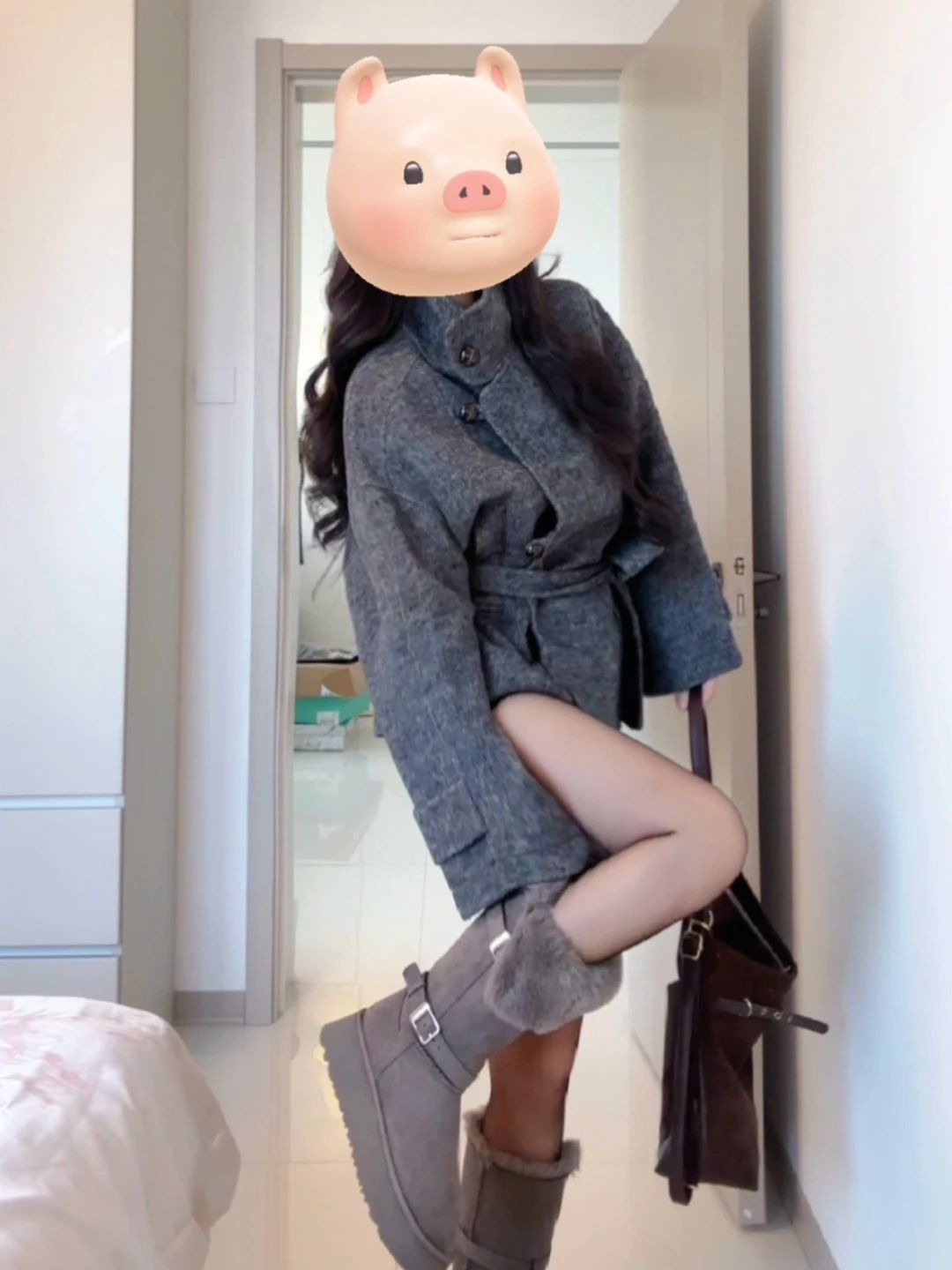 呢绒 X型 立领 超长袖 基础袖 打结-扭结 夜空色 狂风 奥德赛灰 本布腰带 呢绒 X型 立领 超长袖 基础袖 打结-扭结 夜空色 狂风 奥德赛灰 本布腰带 - VALI鞋履AI设计主图