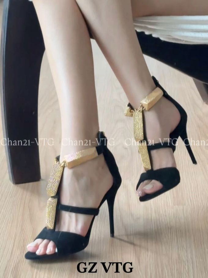 高跟 细跟 剪影 橄榄灰 棕灰色 无帮 袢扣 皮革