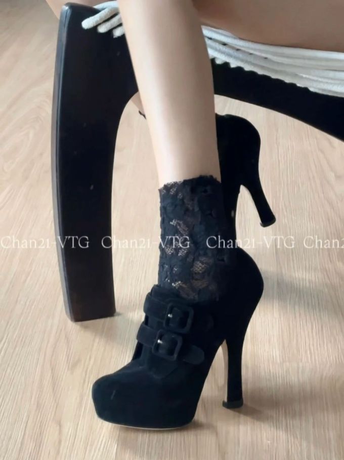 高跟 细跟 选美蓝 黑蓝色 北斗星 尖头 皮革