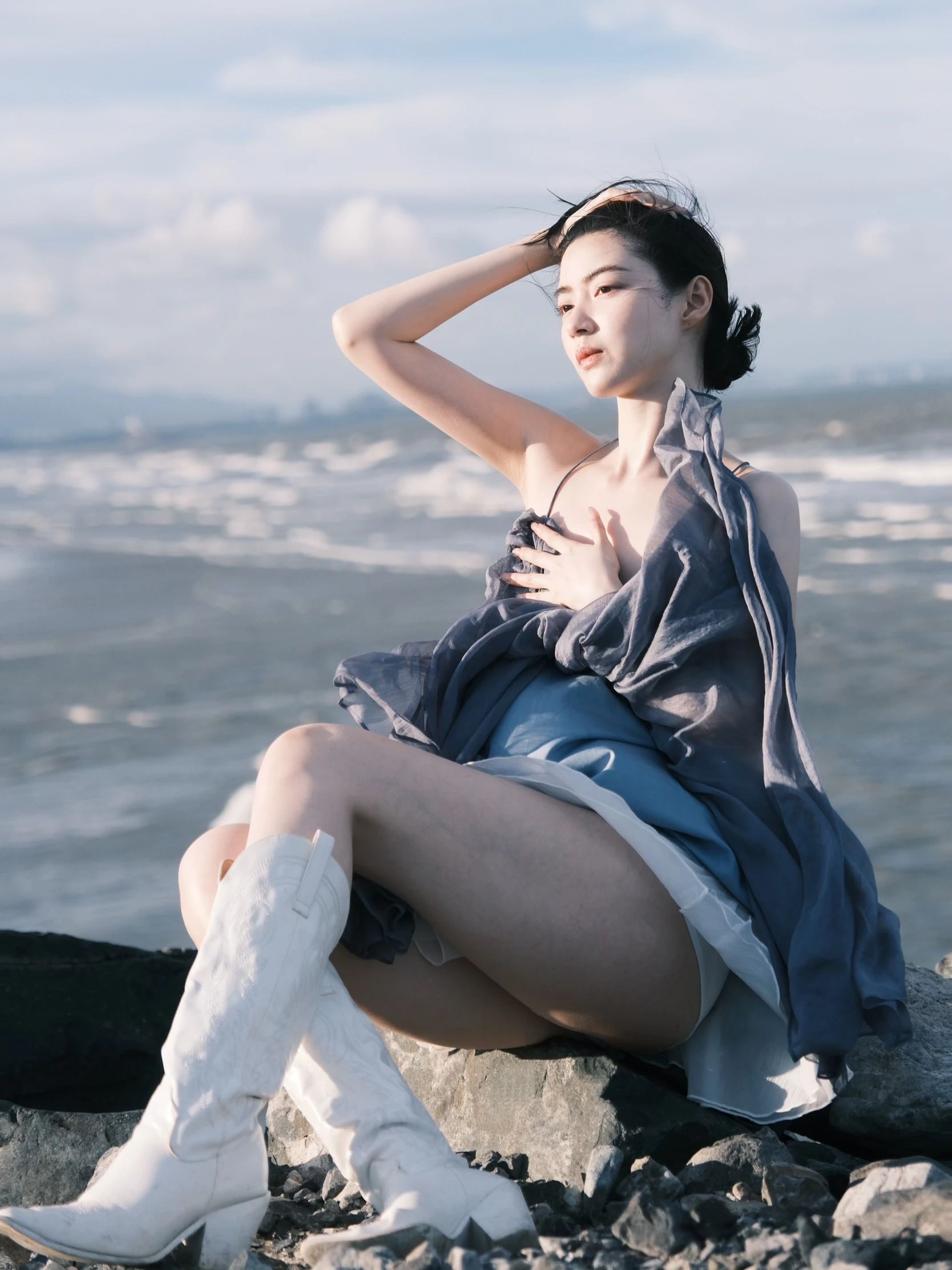 雪纺 满印&循环 选美蓝 鹦鹉螺 白令海色  - VALI鞋履AI设计主图