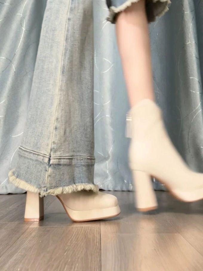 高跟 粗跟 珠光色 奶油