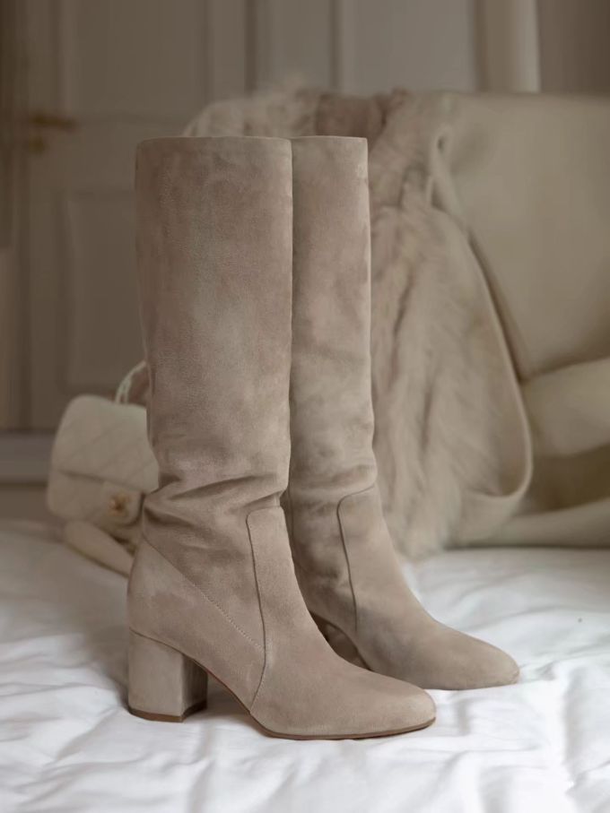 高跟 粗跟 沙漠灰褐色 化石色 暗棕灰 尖头 皮革