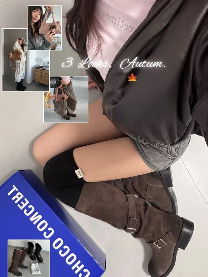 热软糖 巧克力棕 陨石色 圆头 袢扣 皮革