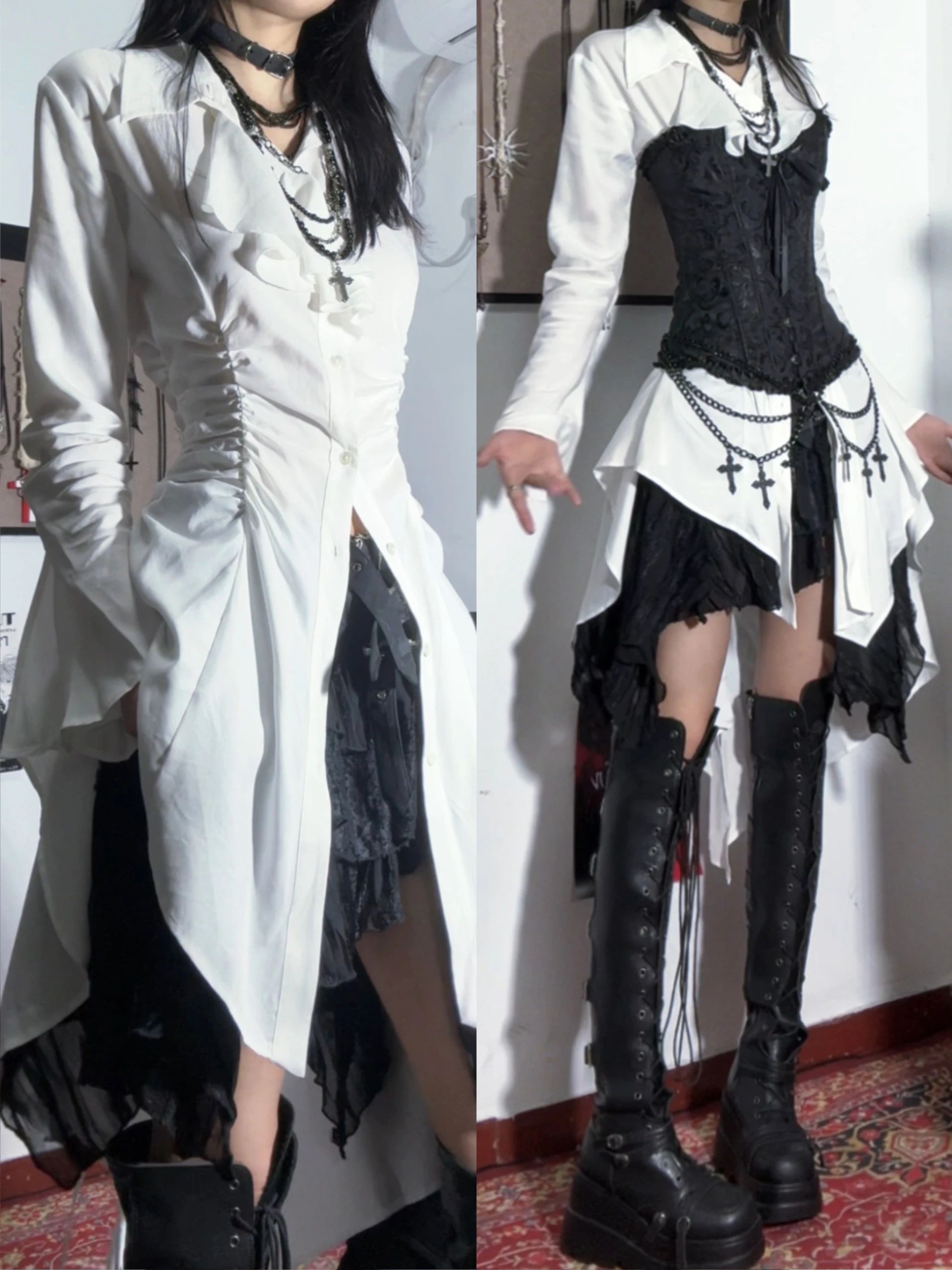 棉麻 X型 满印&循环 抽褶 基础扣饰 暗黑风 棉麻 X型 满印&循环 抽褶 基础扣饰 暗黑风 - VALI鞋履AI设计主图