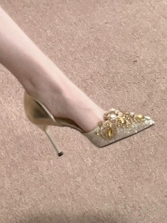 高跟 细跟 白鼬皮色 虎眼石色 沙漠棕榈色 尖头 低帮 一脚蹬 浅口鞋 蕾丝