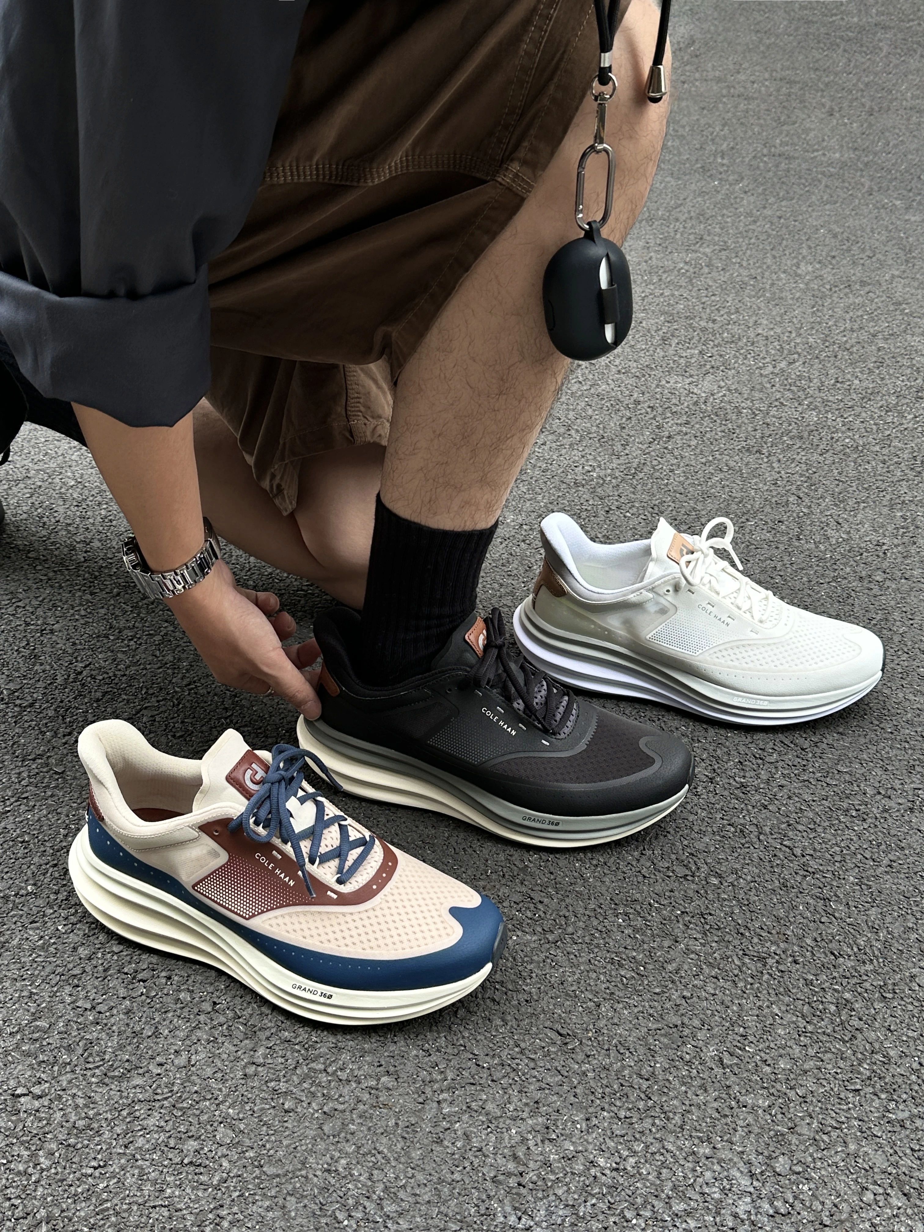 剪影 婴儿爽身粉 米白色 低帮 系带 网面  - VALI鞋履AI设计主图