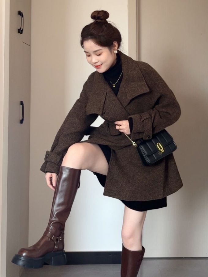 呢绒 H型 翻驳领 中长袖 