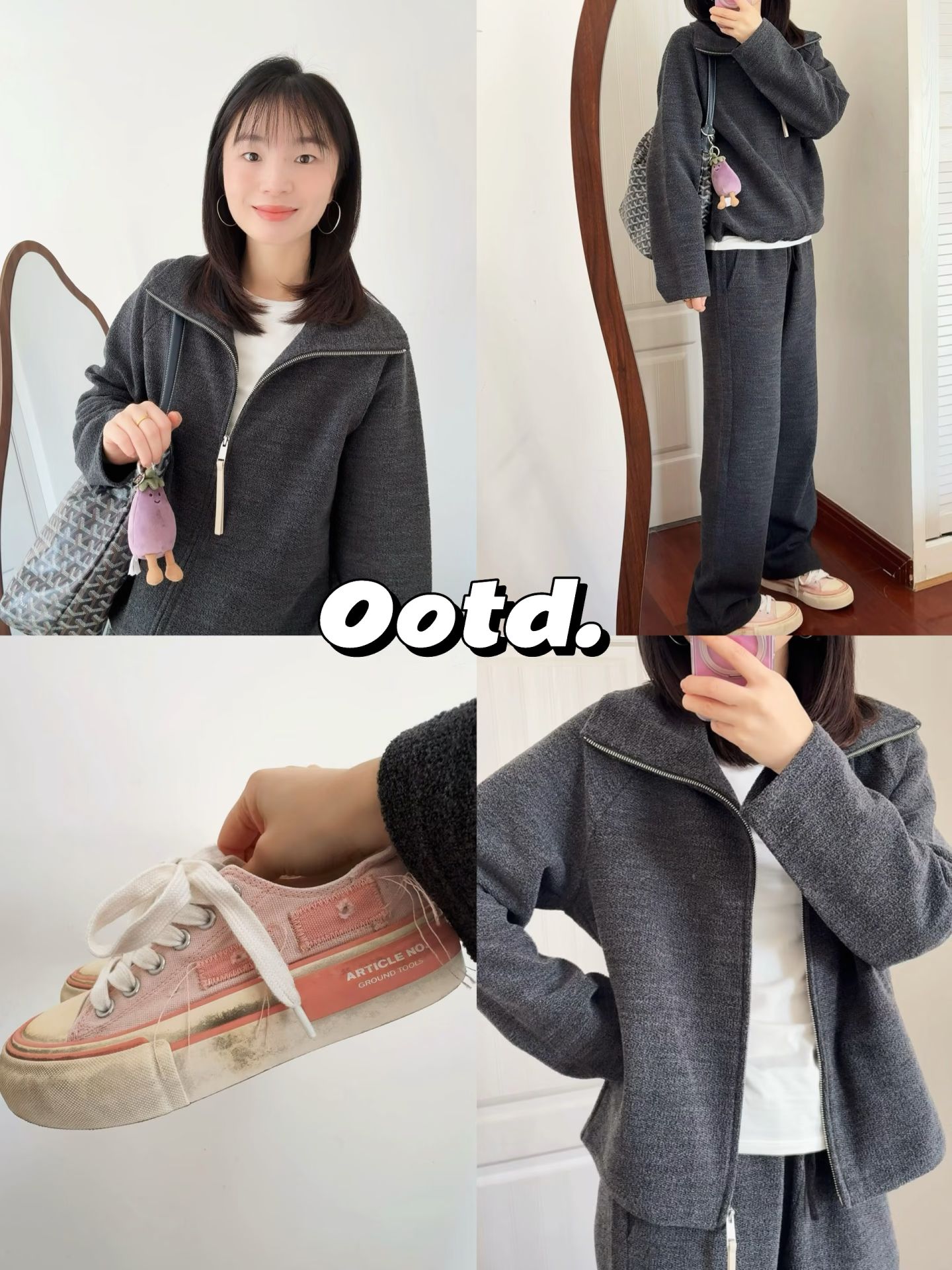 呢绒 H型 翻领 中长袖 基础袖 基础拉链  - VALI鞋履AI设计主图