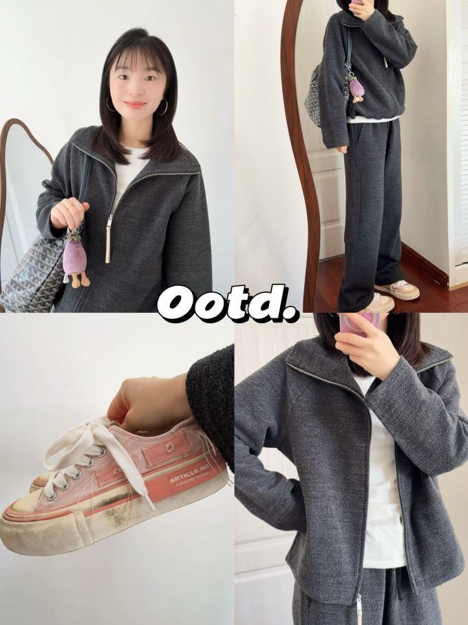 呢绒 H型 翻领 中长袖 基础袖 基础拉链