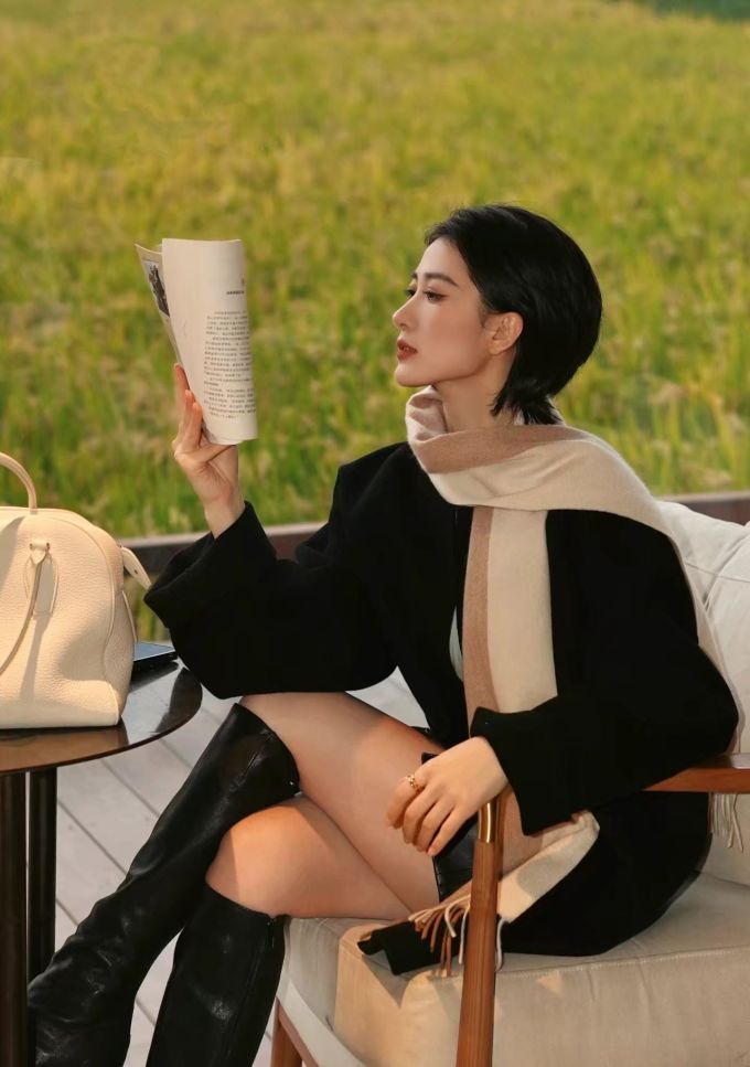 立领 中长袖 深洞 姜根 咖啡褐色