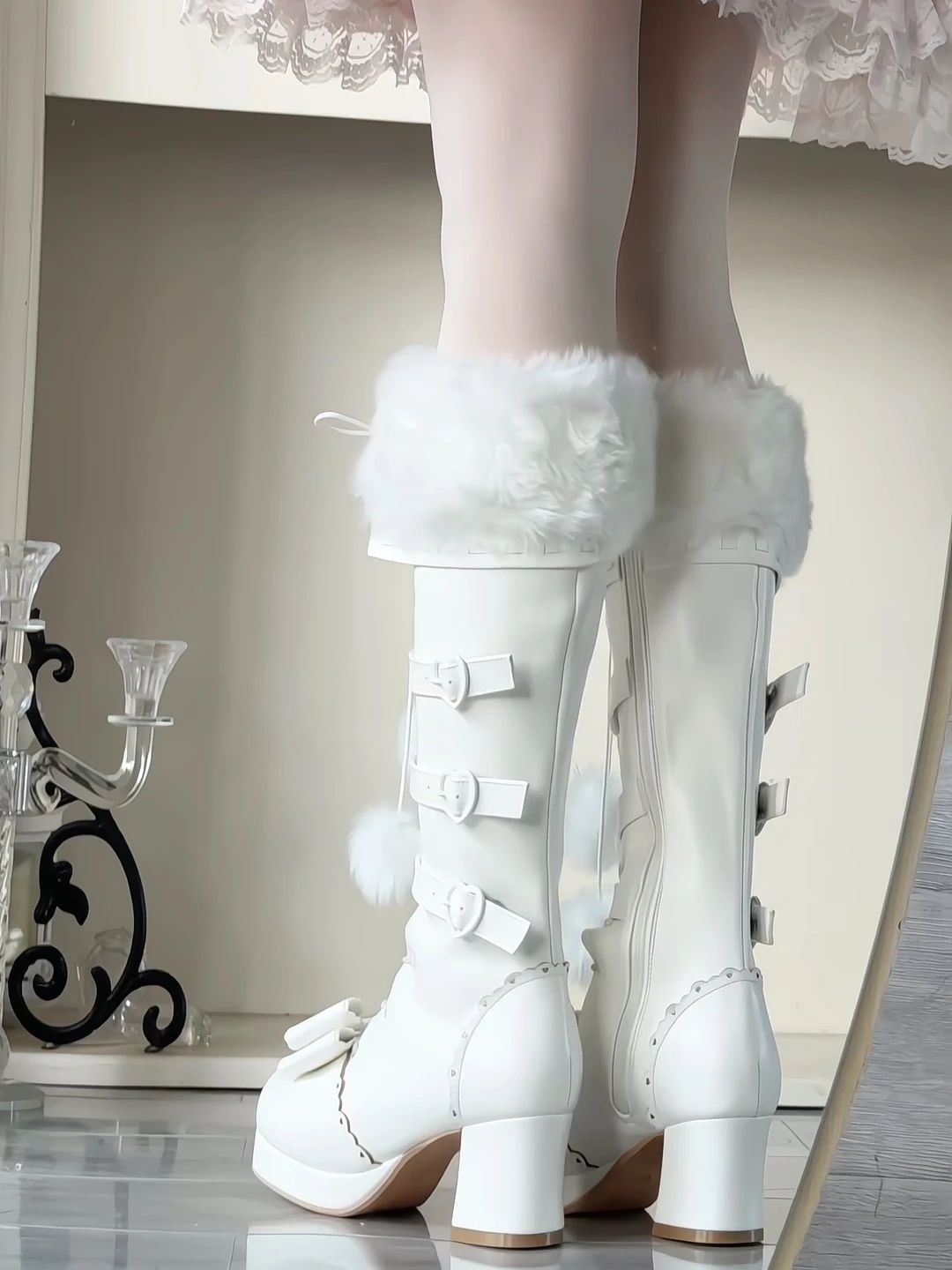 高跟 粗跟 微蓝 蓝晕色 比利时石块色 皮革  - VALI鞋履AI设计主图