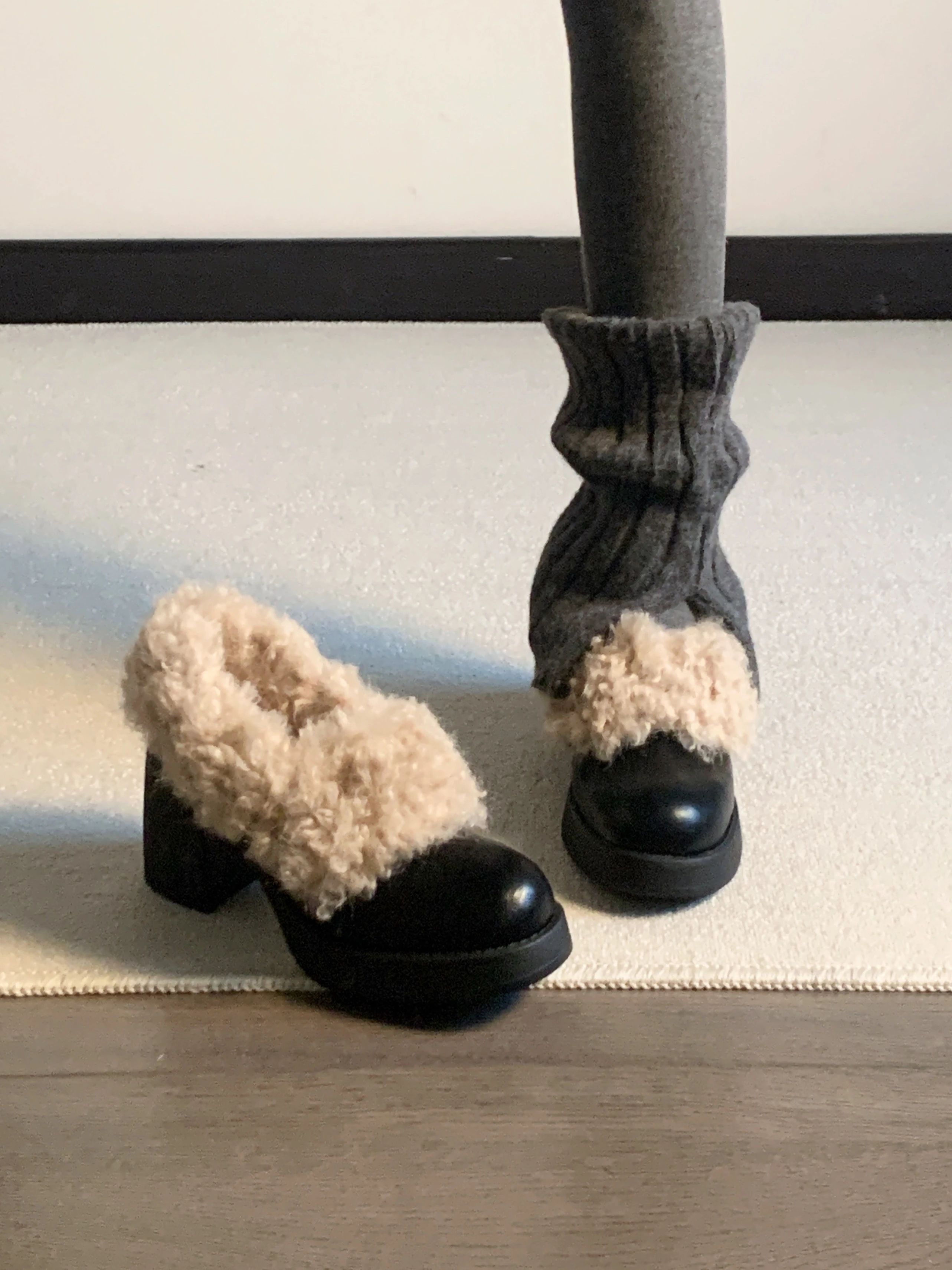 燕尾服 水蜜桃色 黎明色 一脚蹬 绒毛/绒面  - VALI鞋履AI设计主图