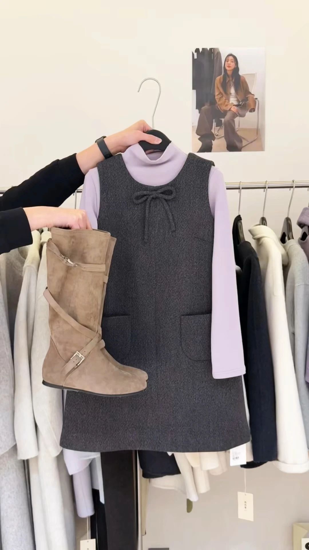 呢绒 A型 无袖 打结-扭结  - VALI鞋履AI设计主图