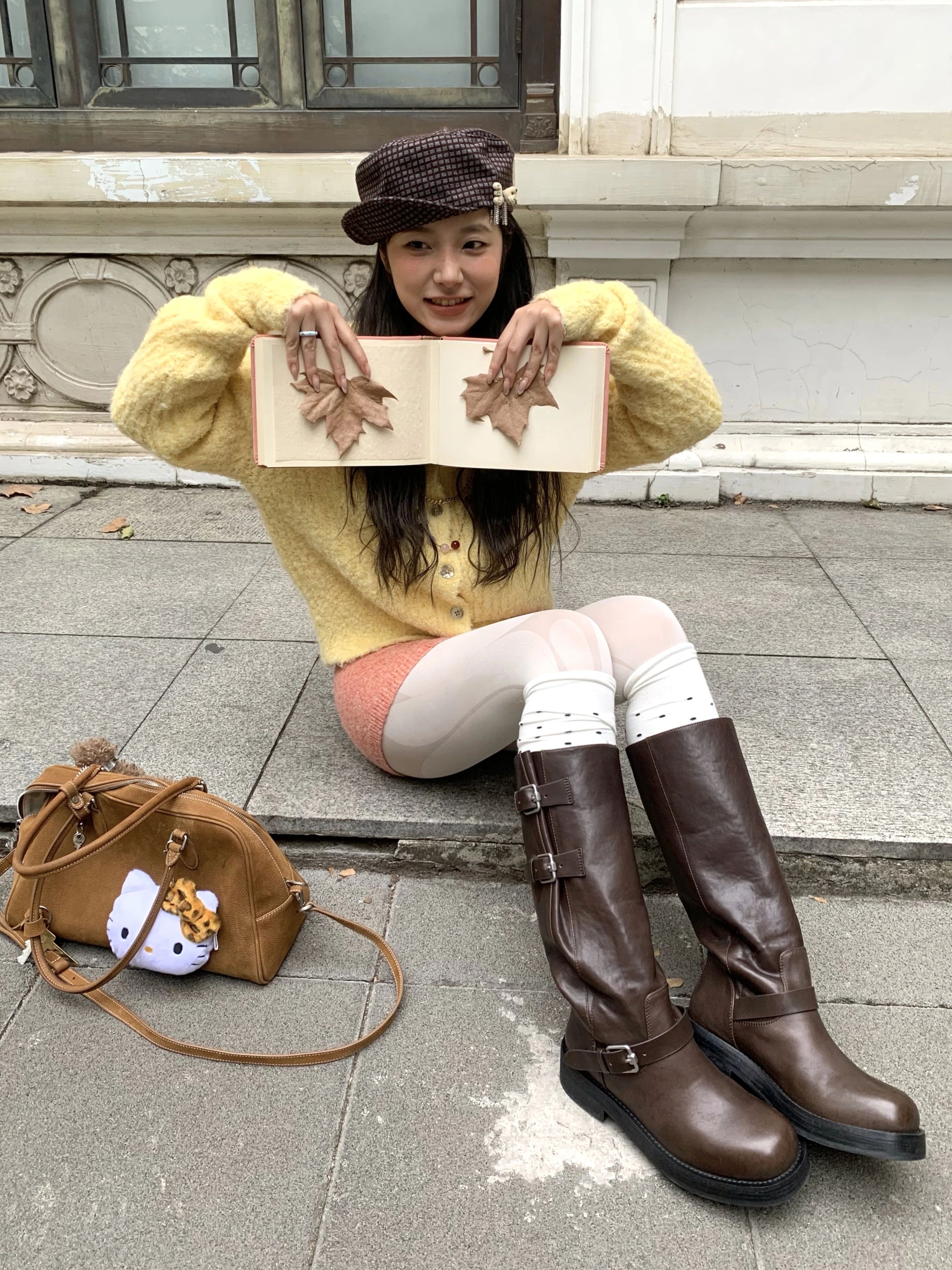 毛纺 H型 翻领 中长袖 基础袖 细针 茧色 孜然色 米白色 基础扣饰  - VALI鞋履AI设计主图